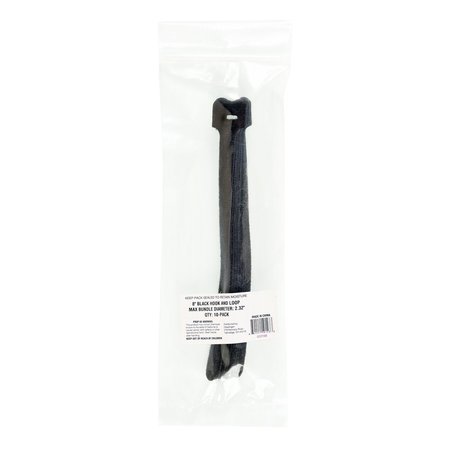 SOUTH MAIN HARDWARE 8-in  Hook and Loop -lb, Black, 10 Speciality Tie 222168